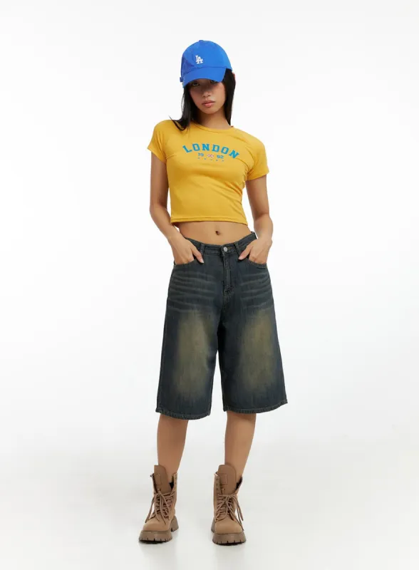Dark Washed Wide Leg Jorts IL419 sold by Lewkin