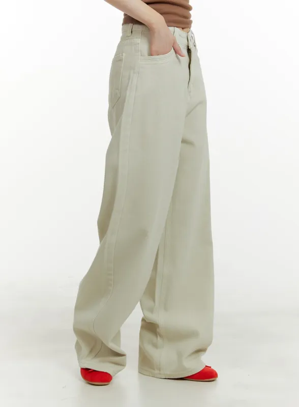 Cotton Solid Wide-Leg Pants OA405 sold by Lewkin