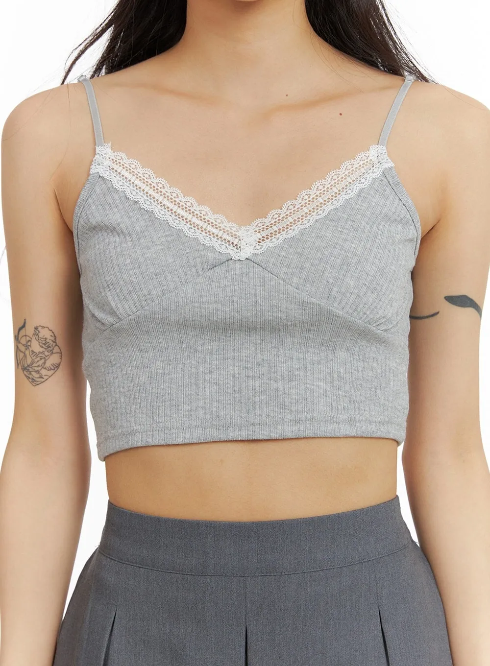 Sweetheart Lace Crop Cami Top CA403 sold by Lewkin product image thumbnail 3