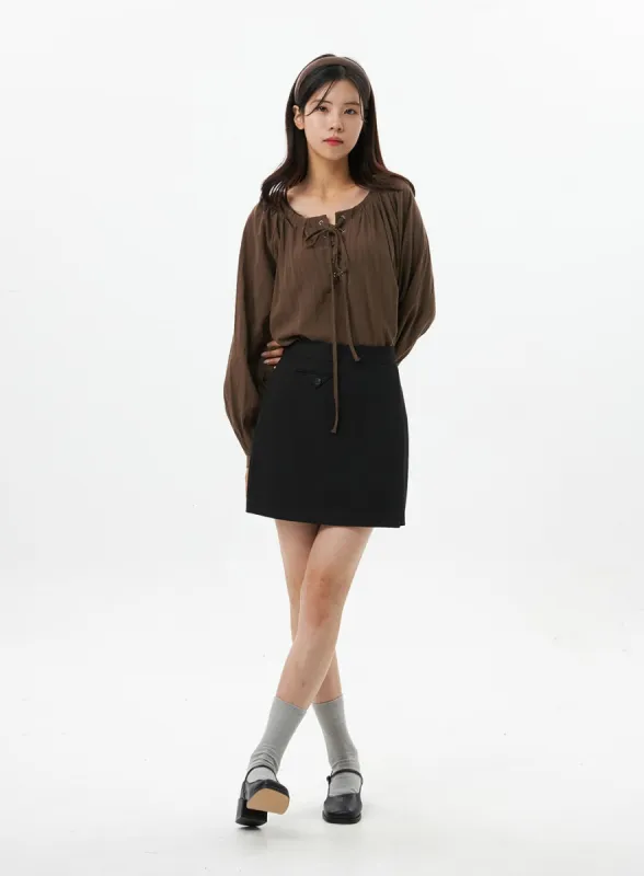 Solid Fit Mini Skirt OS321 sold by Lewkin