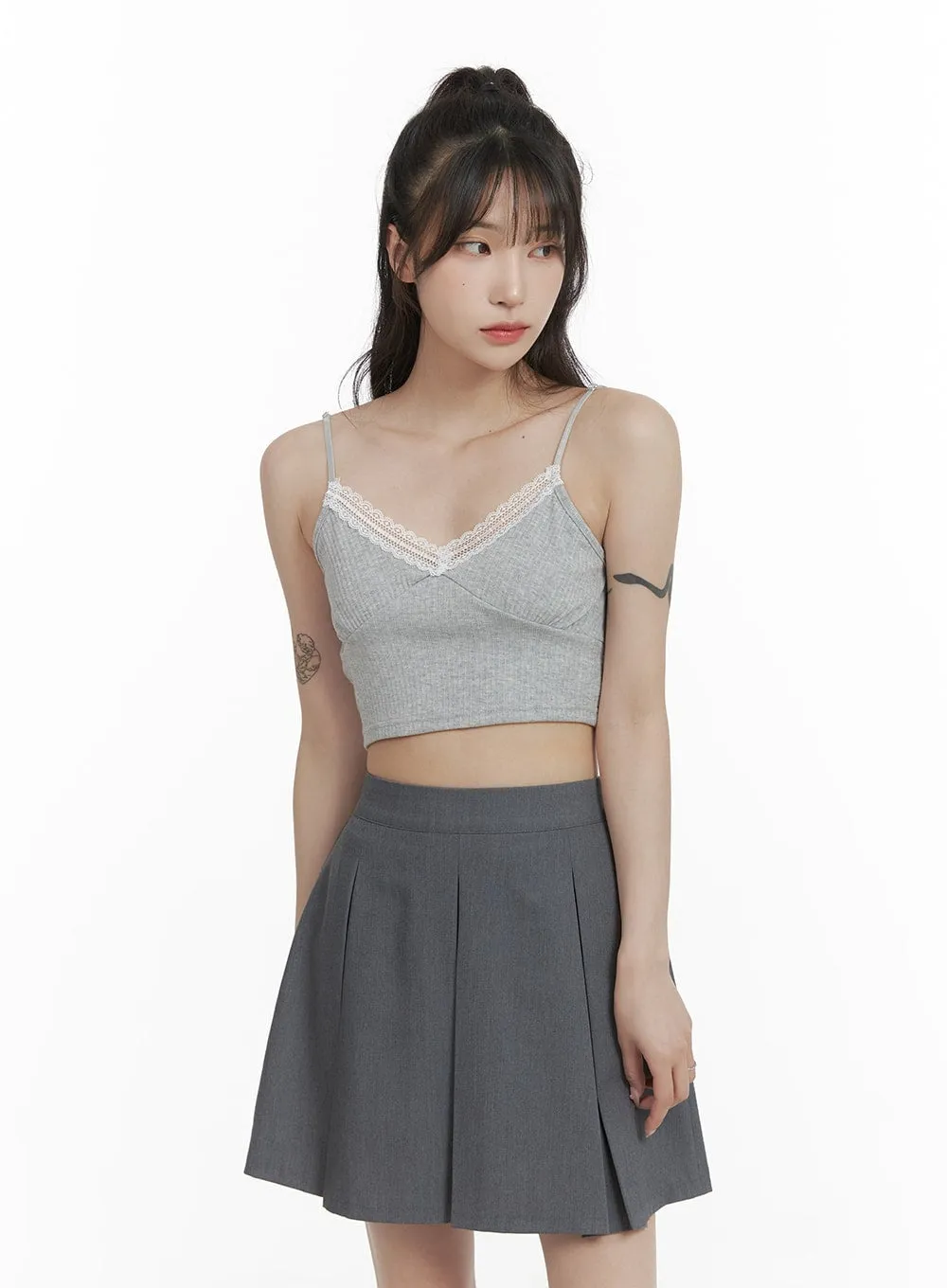 Sweetheart Lace Crop Cami Top CA403 sold by Lewkin product image thumbnail 4