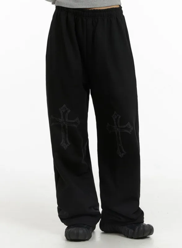 Graphic Straight Leg Sweatpants CF401 sold by Lewkin