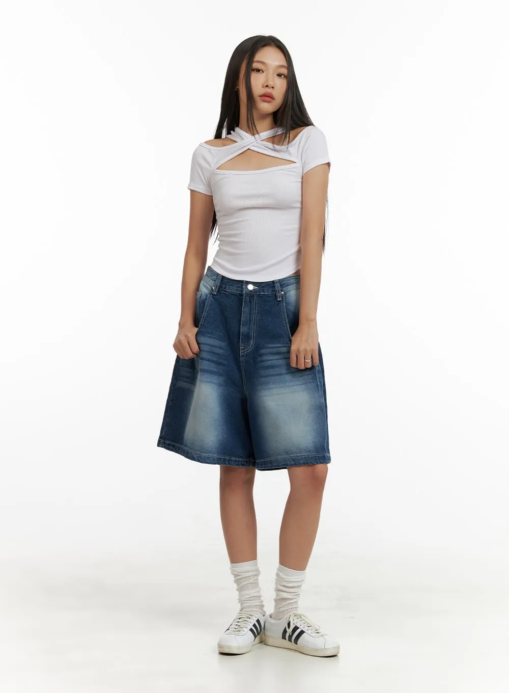 Twist Cut-Out Crop Top CU414 sold by Lewkin product image thumbnail 2