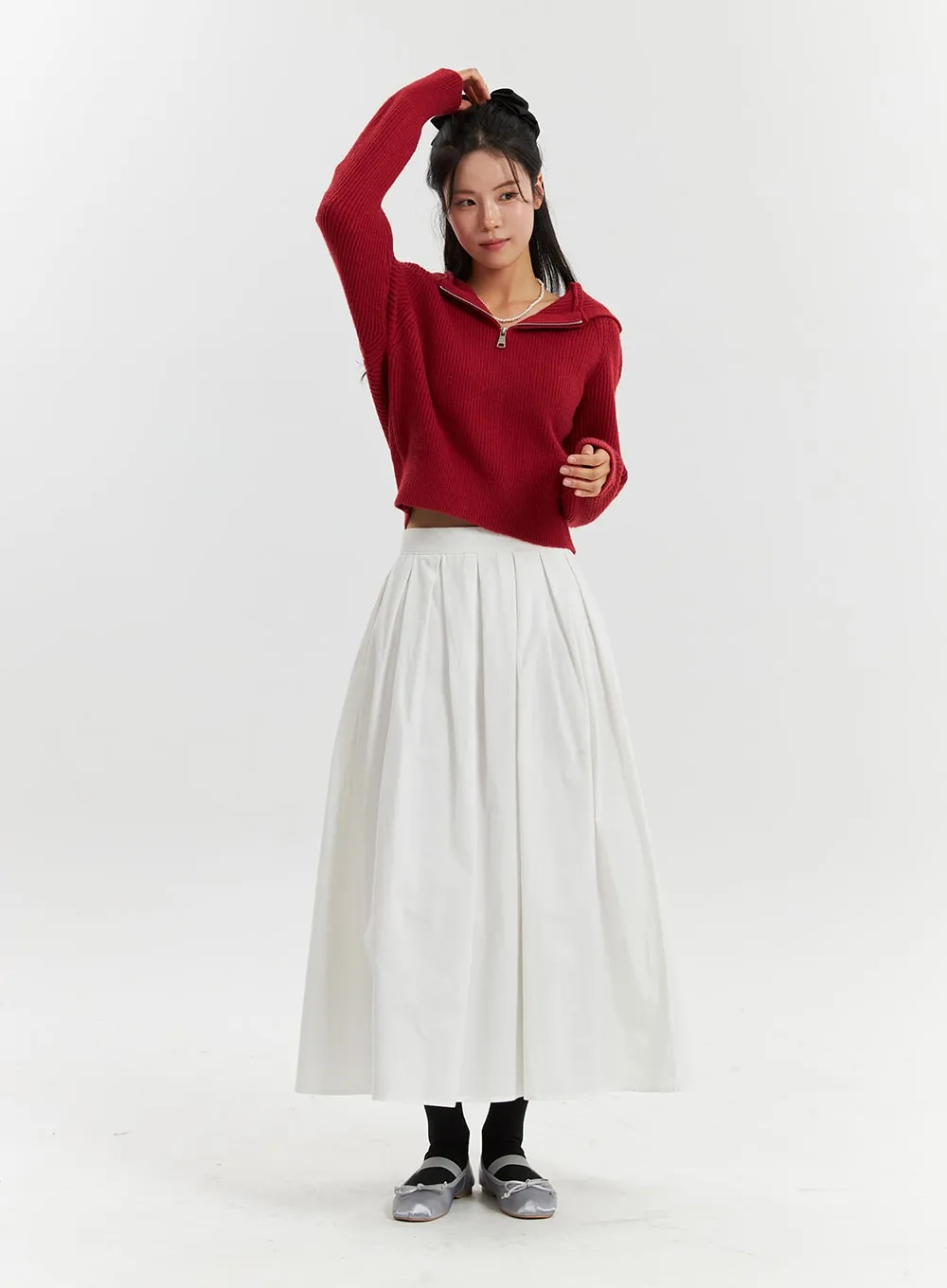 Long Sleeve Solid Zipper Pocket Knit Hoodie OD320 sold by Lewkin product image thumbnail 2