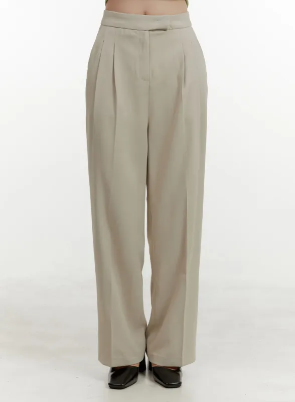 Solid Wide-Fit Trousers OY409 sold by Lewkin