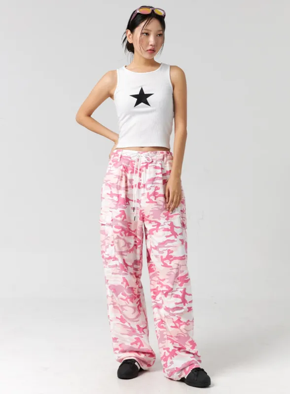 Military Print Wide Pants CG303 sold by Lewkin