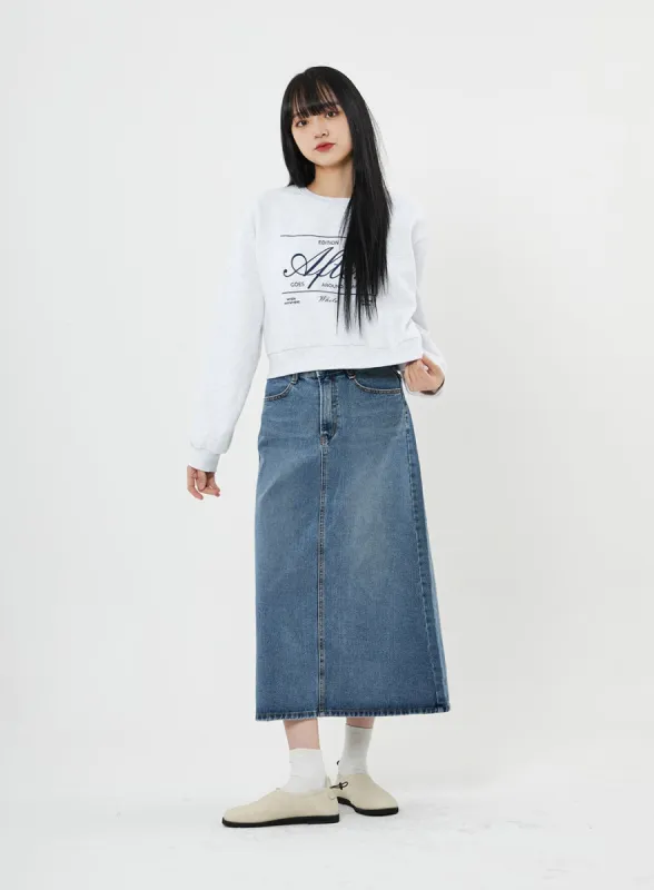 A-Line Long Denim Skirt BN08 sold by Lewkin