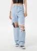 Light Wash Ripped Jeans BY325 sold by Lewkin