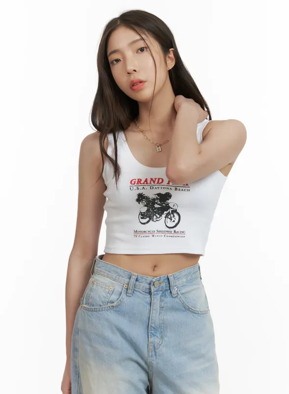 Graphic Cropped Tank Top CY417 sold by Lewkin