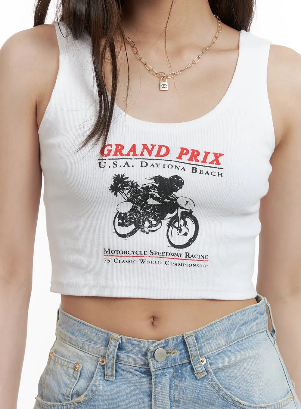 Graphic Cropped Tank Top CY417 sold by Lewkin product image thumbnail 3