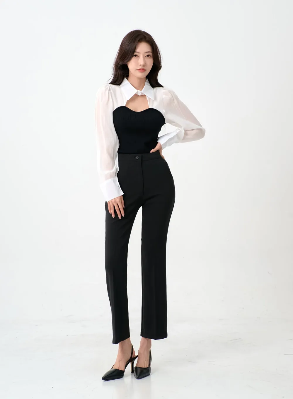 Semi Bootcut Tailored Pants IO07 sold by Lewkin product image thumbnail 4