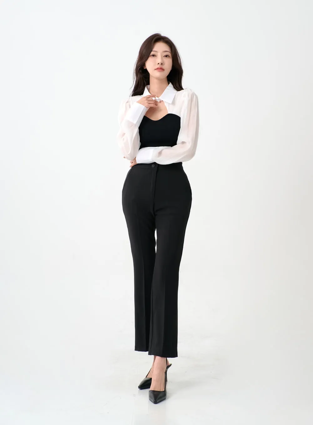 Semi Bootcut Tailored Pants IO07 sold by Lewkin product image thumbnail 5