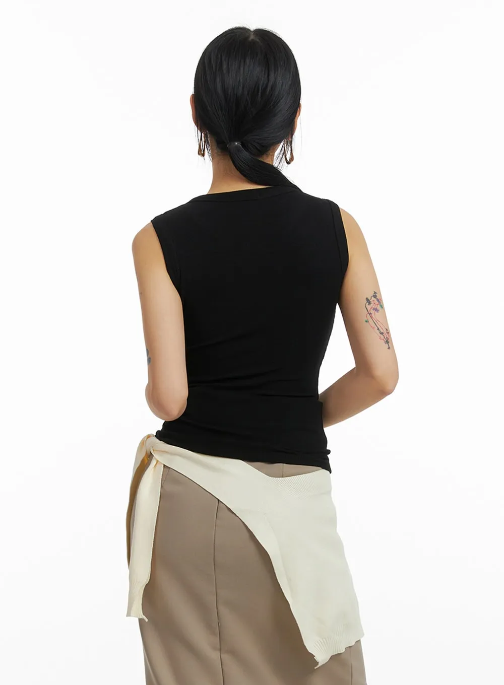 Solid Button Tank Top IM414 sold by Lewkin product image thumbnail 5