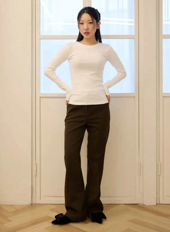 Split Straight Leg Trousers OD326 sold by Lewkin