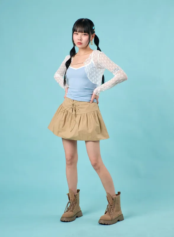 Lace-Up Mini Skirt IJ430 sold by Lewkin