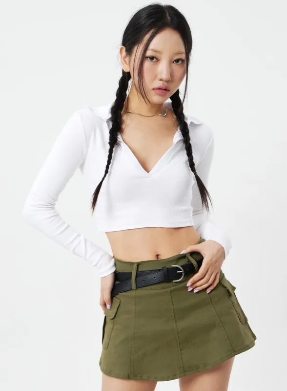 V-Neck Cropped Top CM327 sold by Lewkin