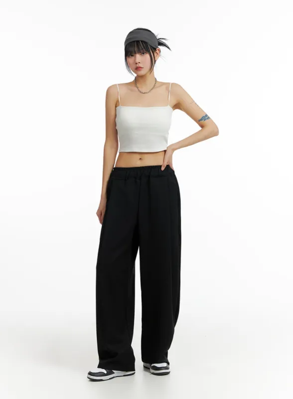 Solid Elastic Waist Trousers IF402 sold by Lewkin