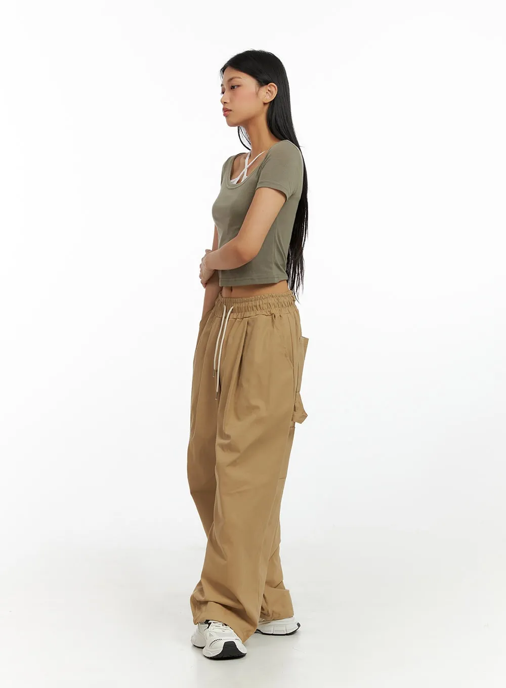 Cargo Banded Pintuck Pants IL419 sold by Lewkin product image thumbnail 3