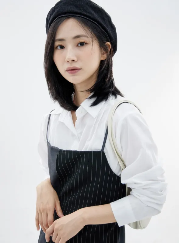 Simple Pintuck Cotton Long Sleeve Shirt OO04 sold by Lewkin