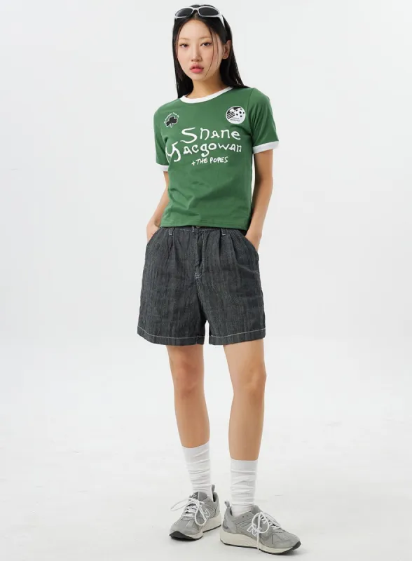Wide Denim Shorts CY315 sold by Lewkin