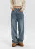 Mid Waist Washed Button Wide Leg Jeans OD320 sold by Lewkin