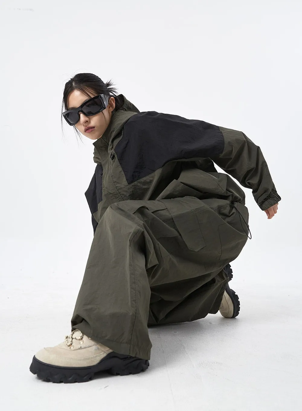 Two Color Nylon Set -Up Pants UNISEX CM310 sold by Lewkin