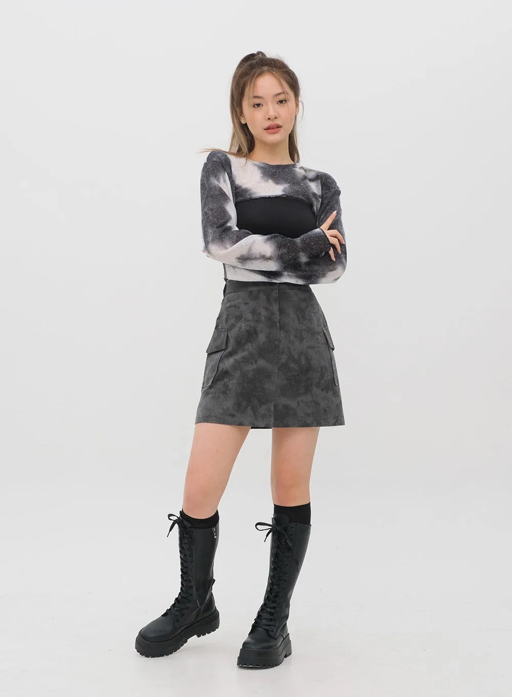 Tie Dye Cargo Mini Skirt CM11 sold by Lewkin product image thumbnail 4