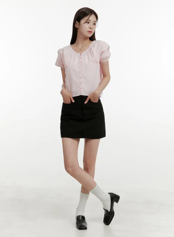 Basic Cotton Mini Skirt OY409 sold by Lewkin