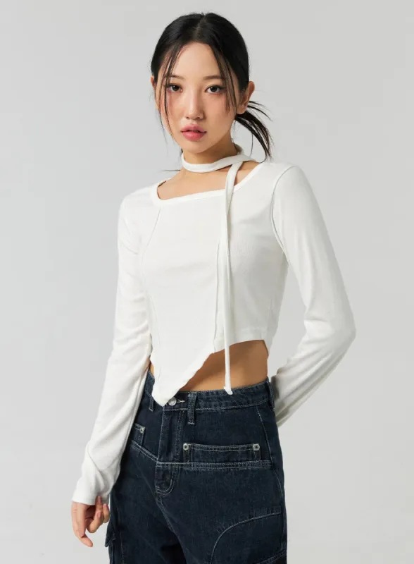 Asymmetrical Hem Top and Scarf Set CO323 sold by Lewkin