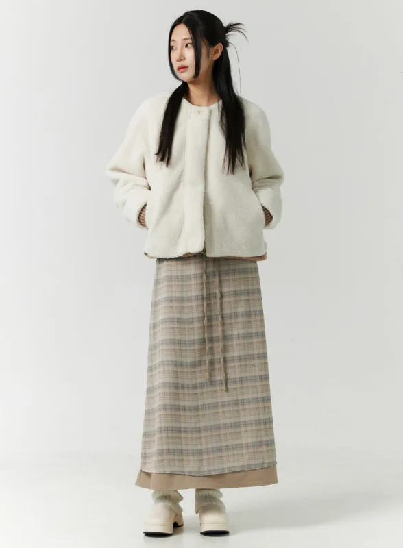 Checkered Layered Maxi Skirt CN329 sold by Lewkin