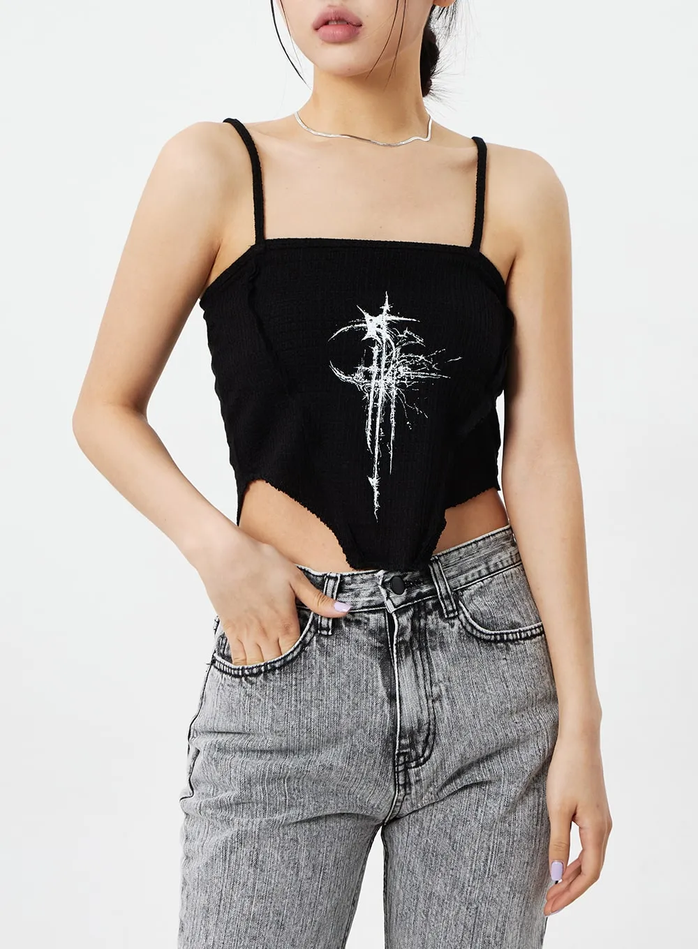 Graphic Thin Strap Top CM324 sold by Lewkin product image thumbnail 2