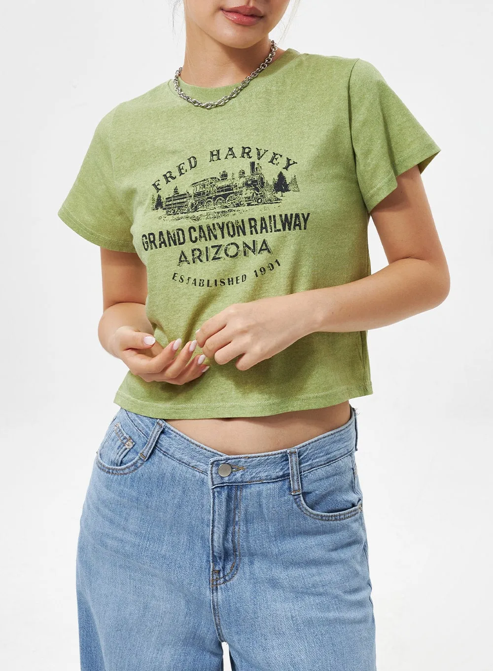 Cotton Graphic Cropped Tee CY331 sold by Lewkin product image thumbnail 2