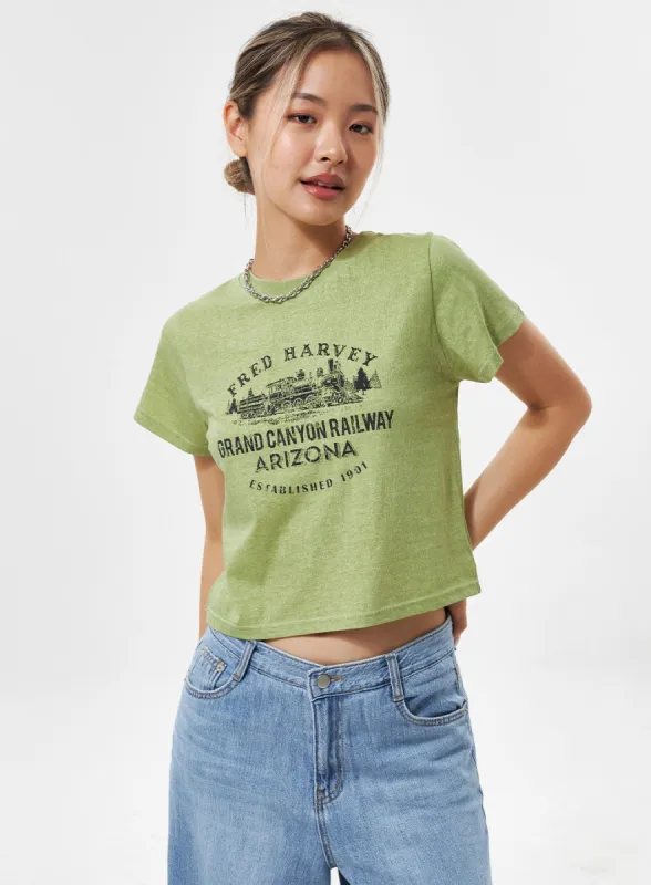 Cotton Graphic Cropped Tee CY331 sold by Lewkin