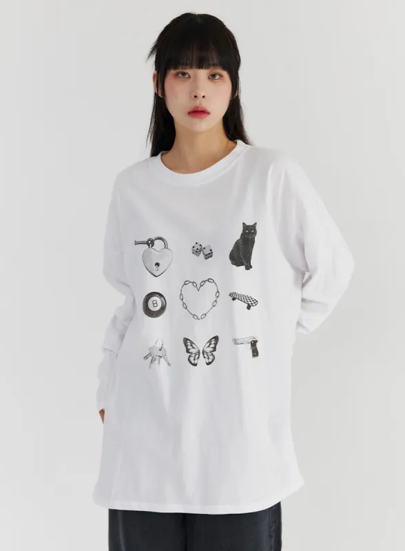 Loose Fit Cute Print Tee CS327 sold by Lewkin