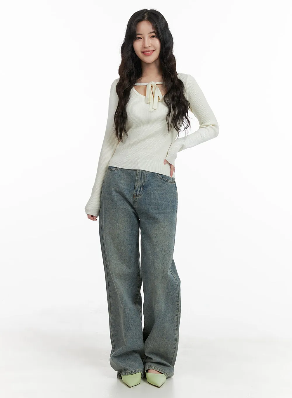 Wide Washed Jeans OM425 sold by Lewkin