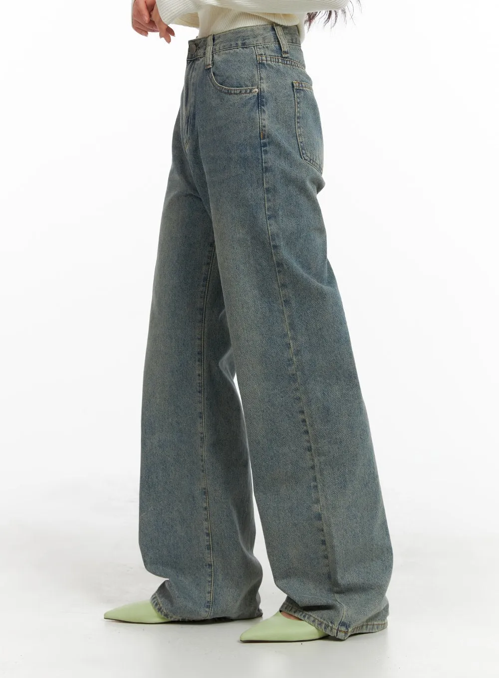 Wide Washed Jeans OM425 sold by Lewkin product image thumbnail 2
