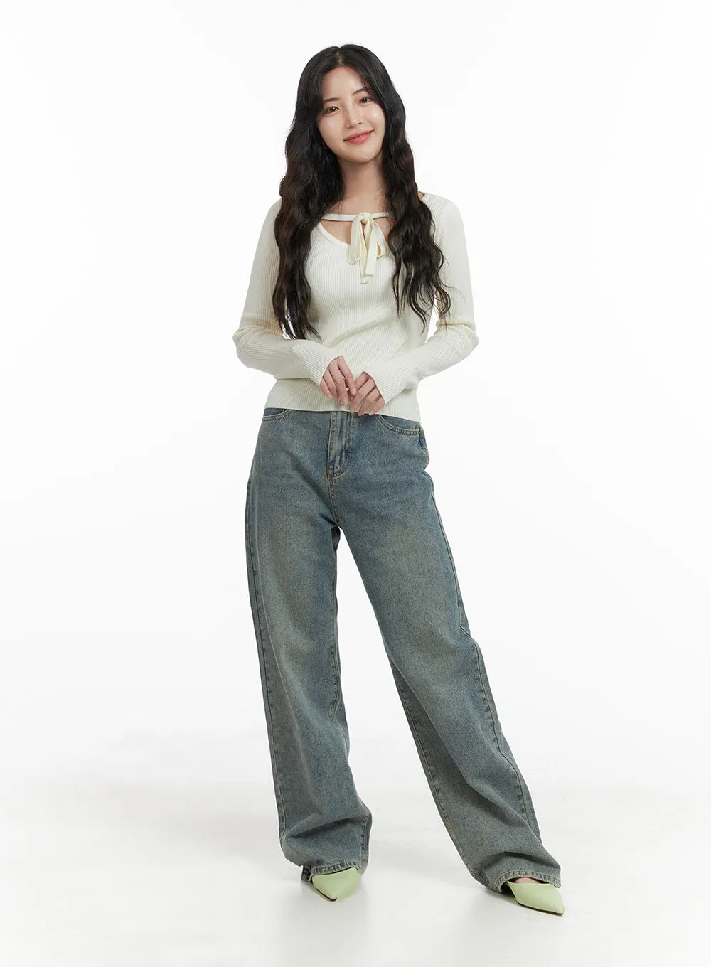 Wide Washed Jeans OM425 sold by Lewkin product image thumbnail 3