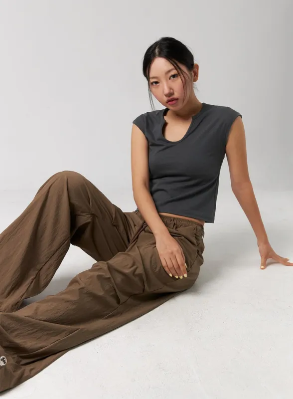 Slim Fit U-Neck Crop Top CG319 sold by Lewkin