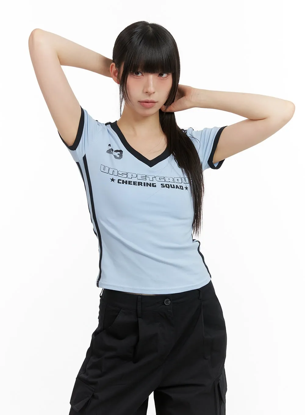 Blokecore Sporty V-Neck Crop Top CL422 sold by Lewkin product image thumbnail 5
