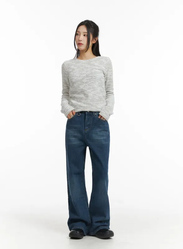 Washed Wide-Leg Denim Jeans CJ417 sold by Lewkin