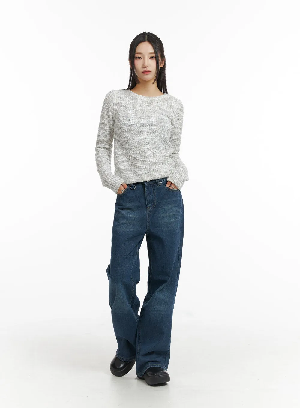 Washed Wide-Leg Denim Jeans CJ417 sold by Lewkin product image thumbnail 2