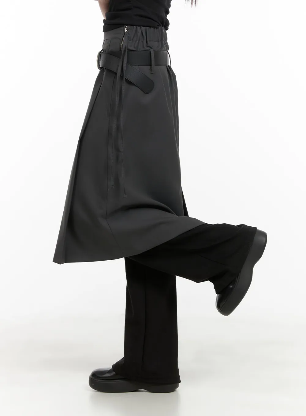 Solid Strap Pleated Midi Skirt CA418 sold by Lewkin product image thumbnail 5