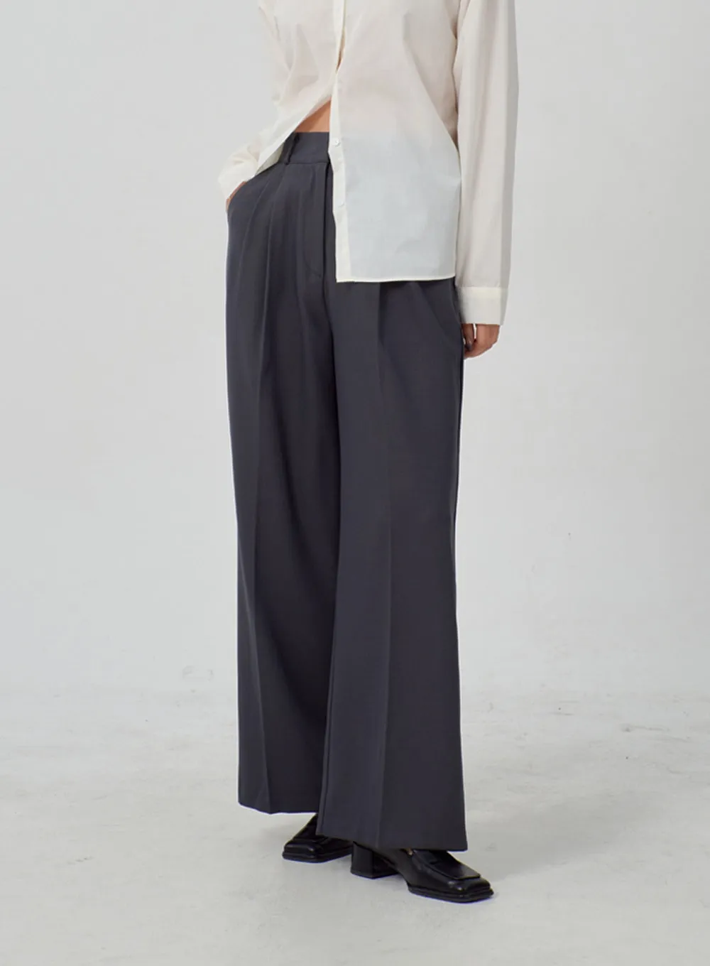 Wide Leg Tailored Pants IM316 sold by Lewkin