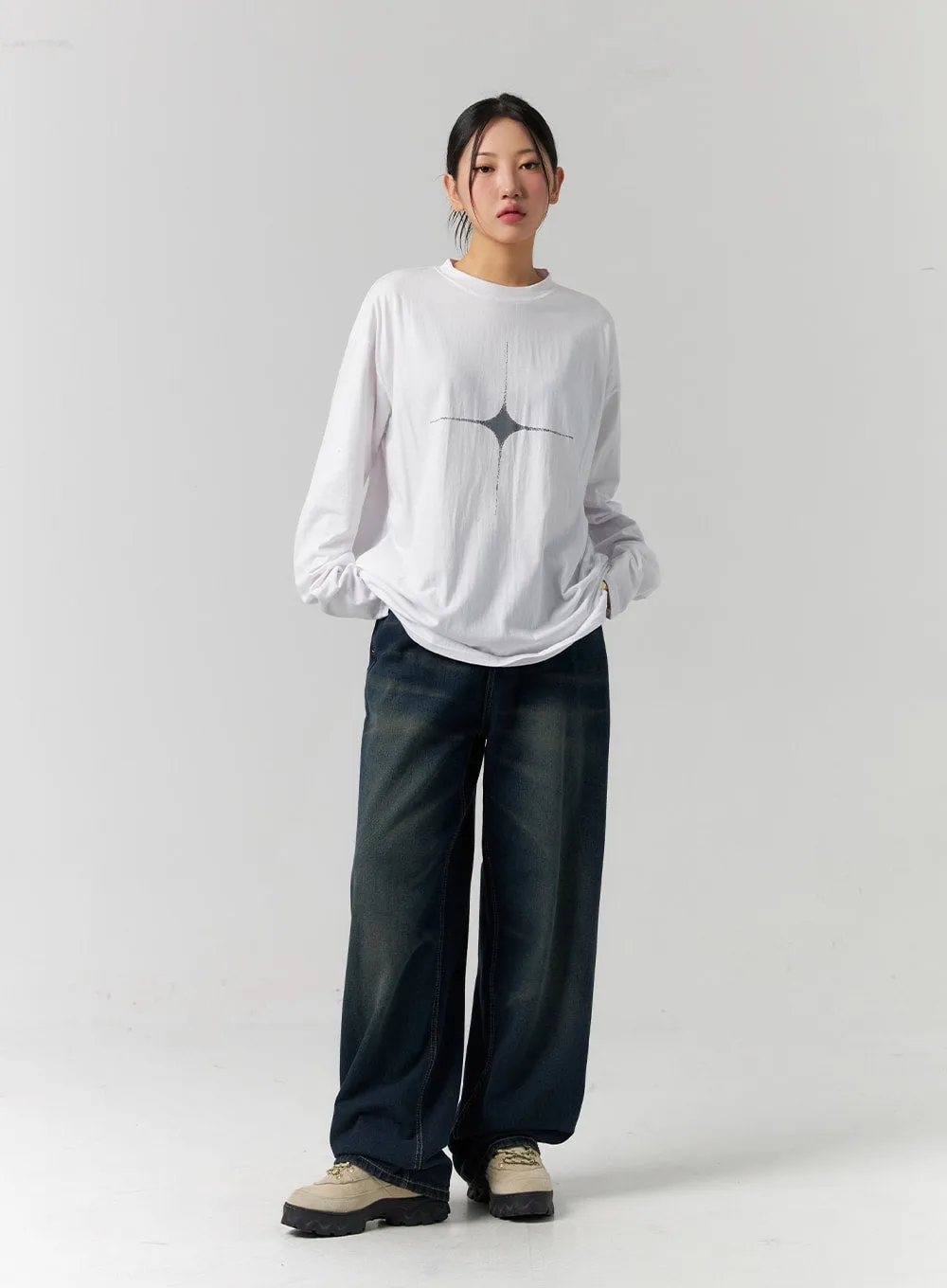 Graphic Loose Fit Long Sleeve Tee CS320 sold by Lewkin product image thumbnail 3