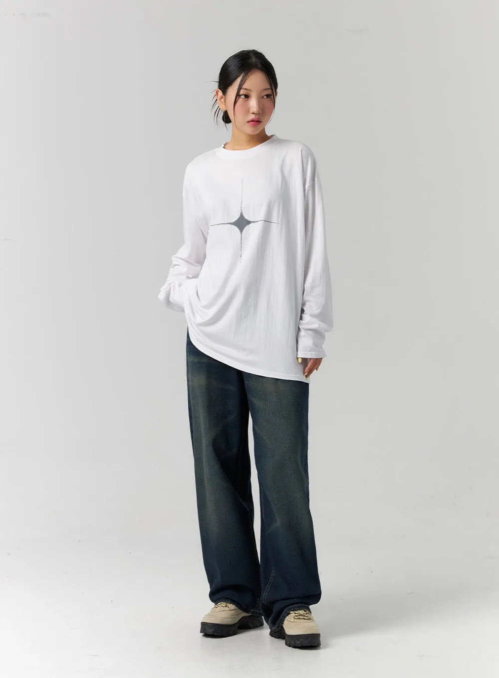Graphic Loose Fit Long Sleeve Tee CS320 sold by Lewkin product image thumbnail 2