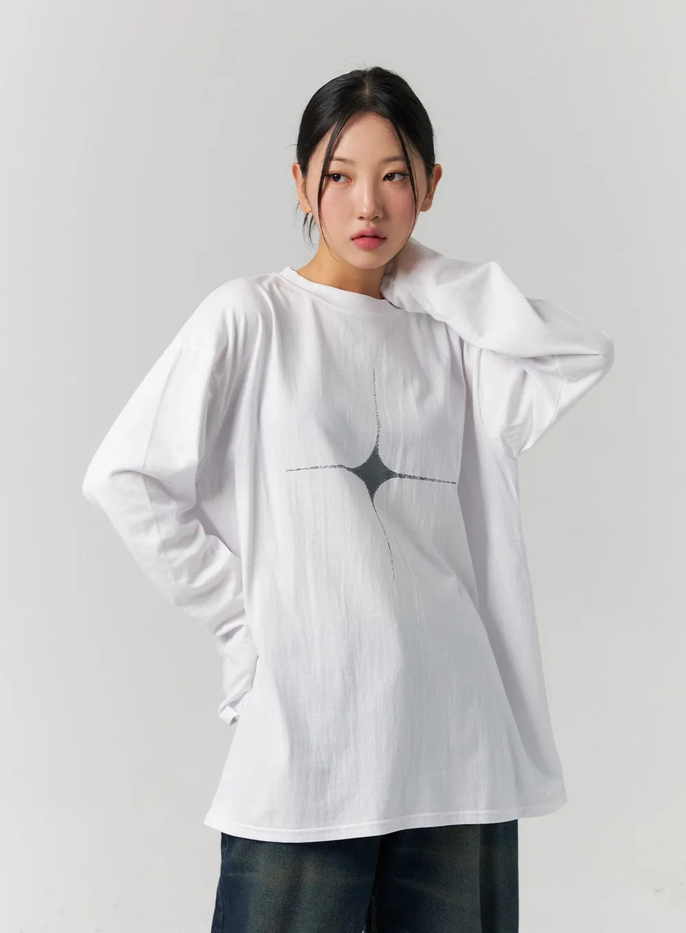 Graphic Loose Fit Long Sleeve Tee CS320 sold by Lewkin product image thumbnail 5