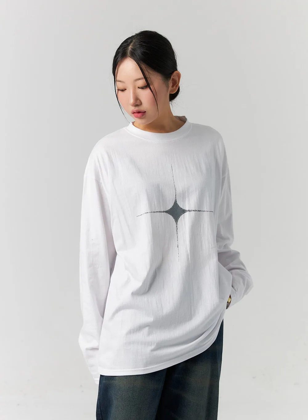 Graphic Loose Fit Long Sleeve Tee CS320 sold by Lewkin product image thumbnail 4