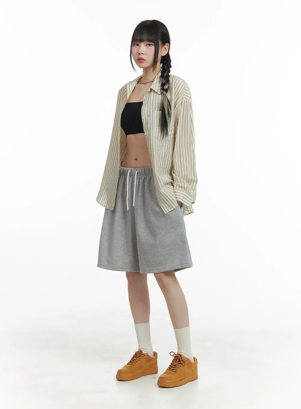 Cotton Stripe Pocketed Button-Up Shirt OM426 sold by Lewkin product image thumbnail 2