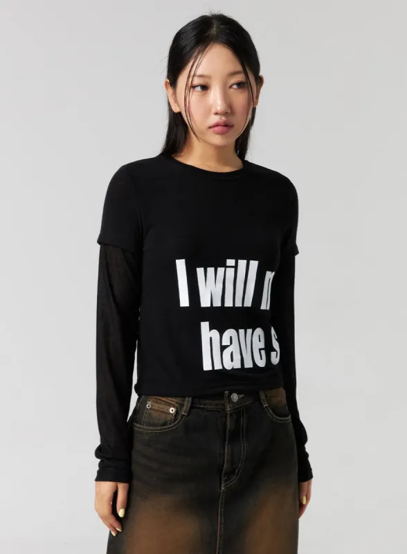 Graphic Long-Sleeve Tee CG327 sold by Lewkin