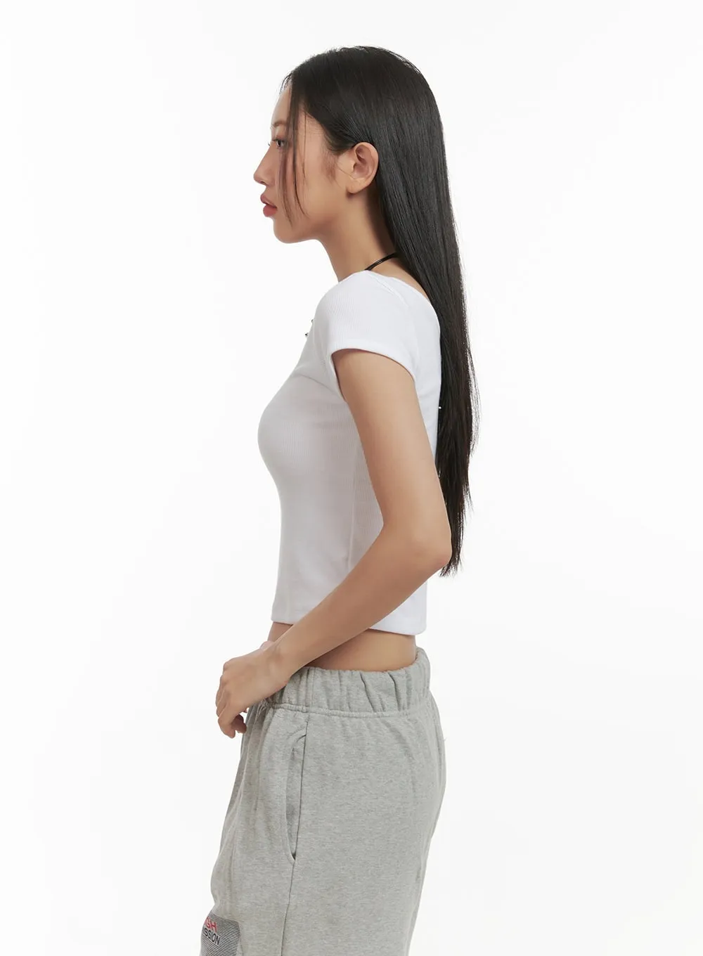 Basic U-Neck Crop Top CY423 sold by Lewkin product image thumbnail 5